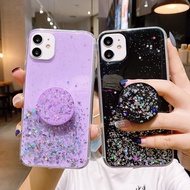 Cases For Samsung Galaxy M51 A12 A42 M31S S20 FE Note 20 Ultra M51 Phone Case Fashion Glitter Silver Foil Transparent Soft Mobile Back Cover With Stand Holder