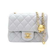 灰色 菱格紋 羊皮 Mini Pearl Crush 金球 鍊帶 肩背包【CHANEL 香奈兒】 AS1786