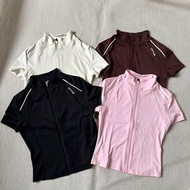 DFYNE New Style Short-Sleeved Zipper Sports Yoga Fitness Strong Wrapping Casual Wear Women