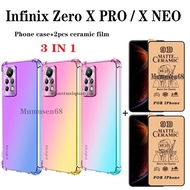 3 in 1 Infinix Zero X /X Pro Infinix Zero X Neo Phone Case Four Corners Airbag Shockproof Color Phone Case + 2PCS Screen Ceramic Film
