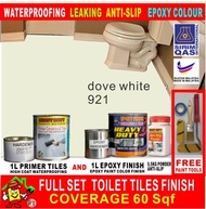 FULL SET Epoxy Floor Coating [FREE Painting Tool Set] 1L - 921 Dove White • Package A