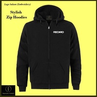 Zipper Hoodie Jackaet Sulam -Embroidery Recaro Design Motorsport Performance Bucket Seat Apparel Baju Outerwear Cotto