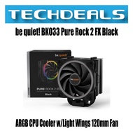 be quiet! BK033 Pure Rock 2 FX Black ARGB CPU Cooler w/Light Wings 120mm Fan
