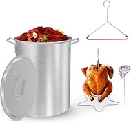 30 Qt Aluminum Pot Kit – Outdoor Cooking Pot with Lid, Turkey Stand & Thermometer