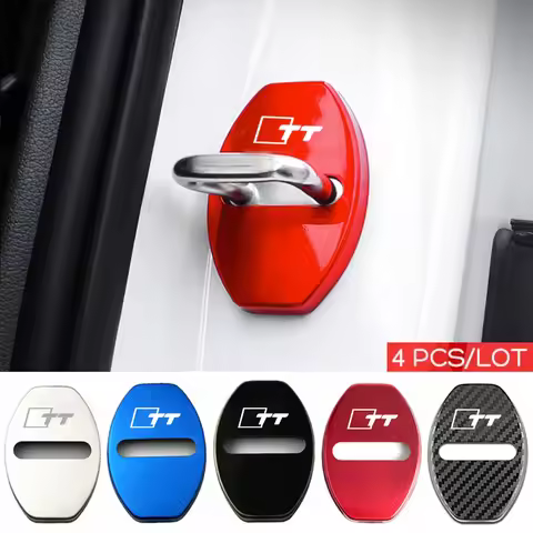 4Pcs Metal Car Door Lock Decoration Protection Cover Logo Case for Audi TT Logo RS A3 A6 C7 A4 B8 8P