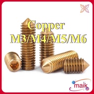 Brass Hex Socket Cone Tip Headless Grub Screw Allen Key Set Bolt Skru Elenkey Alenkey Elenki  M3/M4/