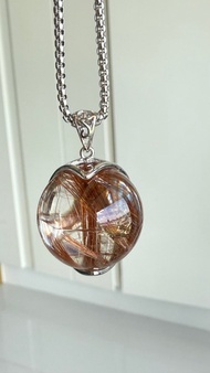 透體順髮紅銅鈦晶純銀吊墜