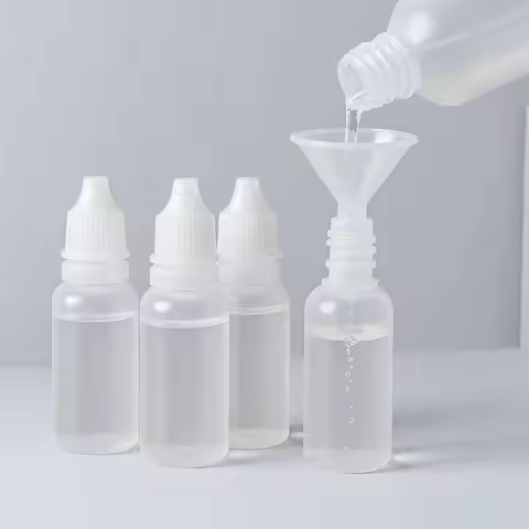15ml Plastic Dropper Bottles for Eye Drops, 5 Pack with Funnel, Squeezable Travel Containers, Refill