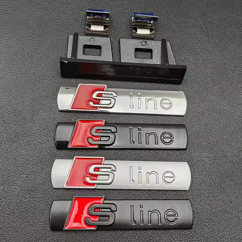 3D Metal SLine Logo S LINE Badge Car Front Grille Emblem For Audi Q3 Q5 Q7 A1 A2 A3 A4 A5 S3 S5 SQ5 