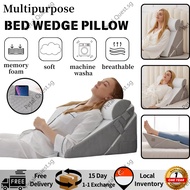 [SG Stock]Bed Wedge Pillow Triangle Pillow Wedge Removable Washable Memory Foam Pillow Elevated Pill