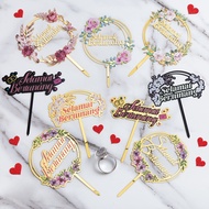 Selamat Bertunang Acrylic Cake Topper Happy Engagement Cake Decoration Flower Series