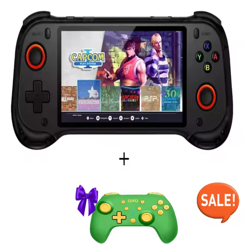 QRD Vortex F5 Retro Handheld Game Console 5.5'' IPS Touch Screen Linux System 128G A Junior E5 Wirel