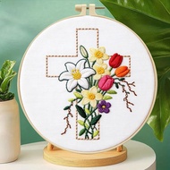 Source Factory Flower Cross Embroidery Kit Handmade DIY Starter Material Package One Piece OEM Facto
