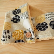 手工縫製保暖圍巾圍脖頸巾 和風杏色圓形幾何圖案