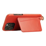 [Christmas Red With Green] iPhone15 Pro Max NO.751 Mg Classic Series Magnetic Standing Card Bag Hand