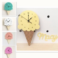 Nordic Ice Cream Wall Clocks Cartoon Mute Watch Wall Home Decor Kids Room Wall Decoration Ornament