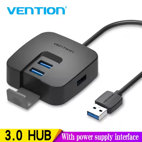 Vention 4 Port USB 3.0 HUB with Micro USB Power Port&Phone Holder USB Splitter Adapter for Laptop Ca