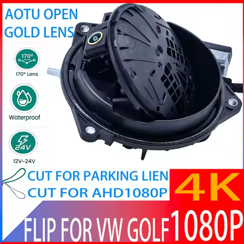 CVBS- AHD1080P Flipping Logo Reversing Emblem Vehicle Parking CCD HD Car Rear View Camera for Golf 5