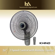 Khind 16" Wall Fan with Remote Control WF16JR 挂壁扇 / 壁扇 Kipas Dinding