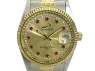[專業模型] 機械錶 [CROCODILE G3038] 鱷魚-蠔式半金自動錶[金色面+日期]/時尚錶