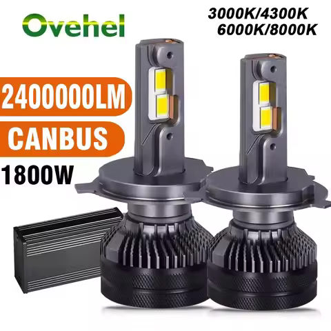 OVEHEL H7 H4 Led Lamp 2400000LM 1800W Double Copper Tube Lights Car K5C 6000K F5C H1 H11 HB3 9005 HB