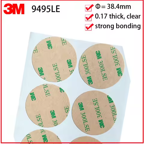 Diameter 38.4mm Circle 3M 300LSE 9495LE Double sided Adhesive tape Round, Clear, 0.17mm thick, 50pcs