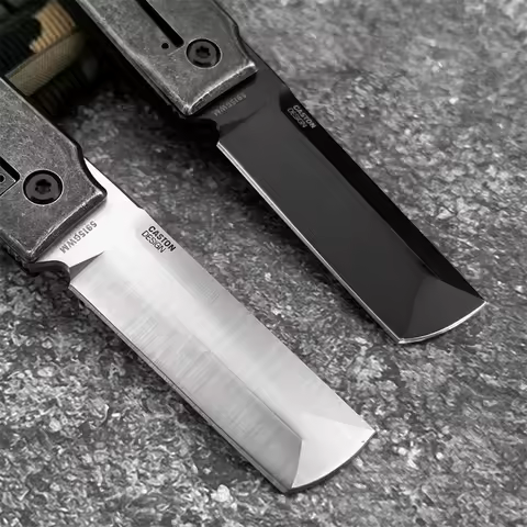 CR 5915 Flipper Folding Knife 8Cr13Mov Tanto Blade Dark Steel Handle Camping Tactical Hunting Pocket