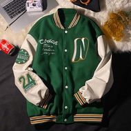 ZZOOI Embroider Letters N Men Varsity Bomber Jacket Oversize Vintage Y2k Baseball Coats Women Leathe