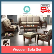 Wooden Sofa Set with Fabric Covers