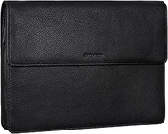 Jackie' Conference Folder Real Leather for 13.3 Inch Slim Document Bag for Office Laptop Black A4 Fo