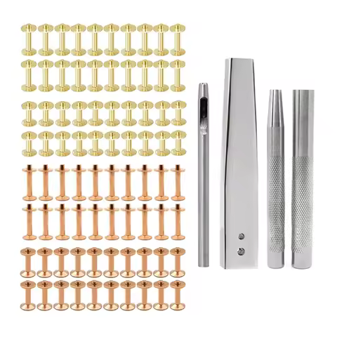 Q1FD 0.55/0.75Inch Copper/ Brass Double Cap Riveting Tubular Metal Studs with Punch Pliers Fixing Se