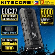 Nitecore EDC37 Flashlight - 8000 Lumens - Lumin Shield - 8000mAh Battery -Lock Switch- USB-C -STROBE