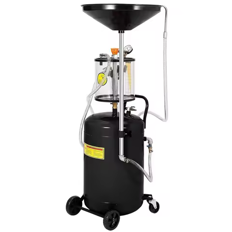 20 Gallon Waste Oil Drain Tank, Air Operated Portable Oil Drainer With Adjustable Funnel, Fluid Fuel