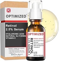 OPTIMIZED Retinol Serum 2.5% with Hyaluronic Acid, Glycerin, Vitamin E - Reduce Wrinkles, Fine Lines