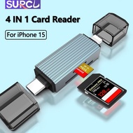 SuprCL 2 IN 1 Reader Lightning+Type C port to SD and TF card Compatible with for iPhone 15 Pro Max 14 13 12 for HUAWEI laptop computer,MacBook Air/Pro USB4 SDXC SDHC Memory card