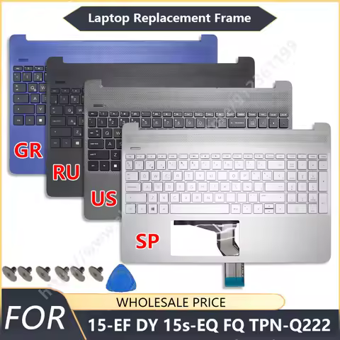 For HP 15-EF 15-DY 15s-EQ 15s-FQ TPN-Q222 New SP RU US Keyboard Laptop Palmrest Upper Top Case Backl