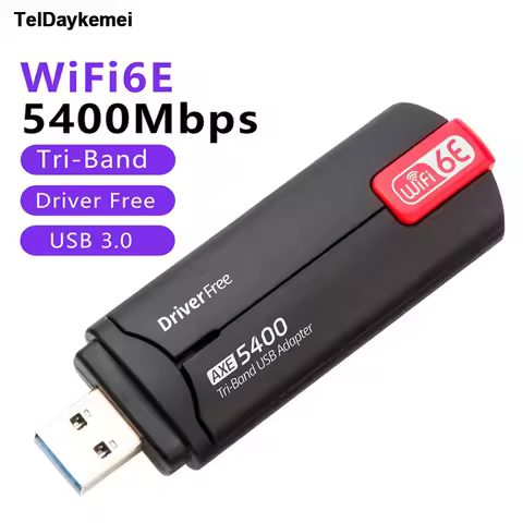 6GHz Triple Band WiFi6E AX5400 USB 3.0 Adapter Wireless Card 802.11AX High Gain Antenna For PC/Lapto