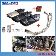 REALZIONMOTOR For Yamaha Yzf R25 R3 V1 V2 Mt25 Mt03 Mt 25 03 Akrapovic Full Exhaust System Front Mid