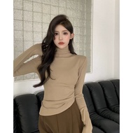 Pudding ~~ "CY121" Long-Sleeved Knitted Shirt Slim Fit Plain Color Turtleneck Detail -C