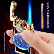 【HOT】Luxury Torch Blue Flame Lighter with Quartz Watch Windproof Jet Gas Lighter Unique Men Gift Col