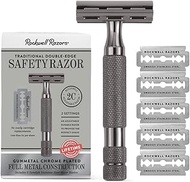Rockwell Razors 2C Adjustable Double Edge Safety Razor in Gunmetal + 5 Swedish Stainless Steel Razor
