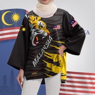 Baju 68th Merdeka Jersey Bunga Raya Merdeka Shirt Irregular Slit Shirt Women's Long Sleeve Shirt