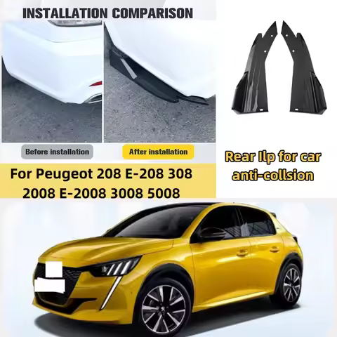 Car Rear Bumper Spoiler Lip Diffuser Side Skirt Splitter Wrap Angle Anti-Crash For Peugeot 208 E-208