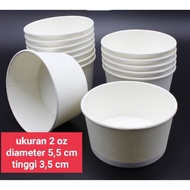 (50PCS) Paper Cup Ice Cream 2 Oz 5.5 cm Plain White Ice Cream Cup