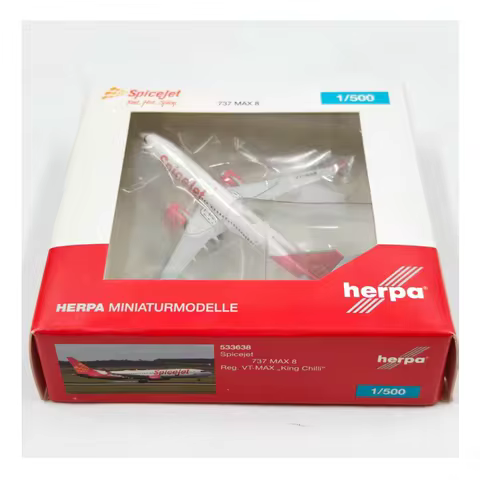 Herpa Diecast 1:500 Scale SpiceJet B737 MAX 8 VT-MAX Aircraft Model Decoration Gift Hobby Collection