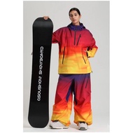 Pakaian Ski Baru Wanita Gsou Snow, Longgar, Berhud, Tahan Angin, Kalis Air, Bernafas, Jaket dan Selu