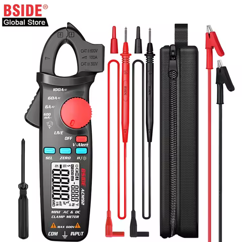 BSIDE ACM92 Digital Clamp Meter DC/AC Current 100A 0.1/1mA Car Repair Ammeter Voltage Resistance Hz 
