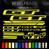 GT Bike Frame Sticker Decals Vinyl for Mountain Bike and Road Bike and Fixie