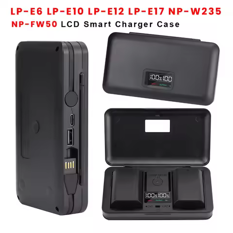 PALO LP-E6 LP-E10 LP-E12 LP-E17 NP-W235 NP-FW50 Charger Case LCD Display Smart Charger for Sony Cano