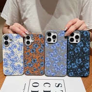 Floral Retro Blue Flower PU Leather Case for Samsung Galaxy S25 Ultra S25 Plus M17 F17 M07 F07 F56 F